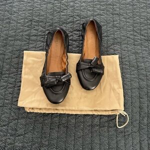 Burberry Black Leather Flats with Tassel Detail